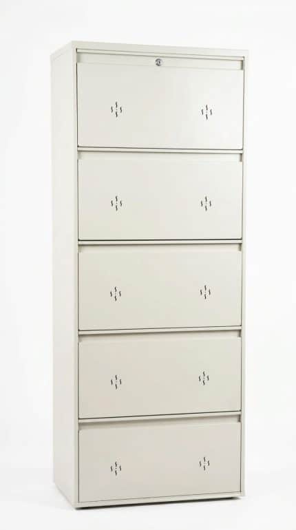 METALLIC HUB Premium 5 Door Wall Mounted Steel Shoe Cabinet | 20 Gauge Mild Steel | Anti-Rust Powder Coated | Central Lock | Stores Up to 15 Pairs